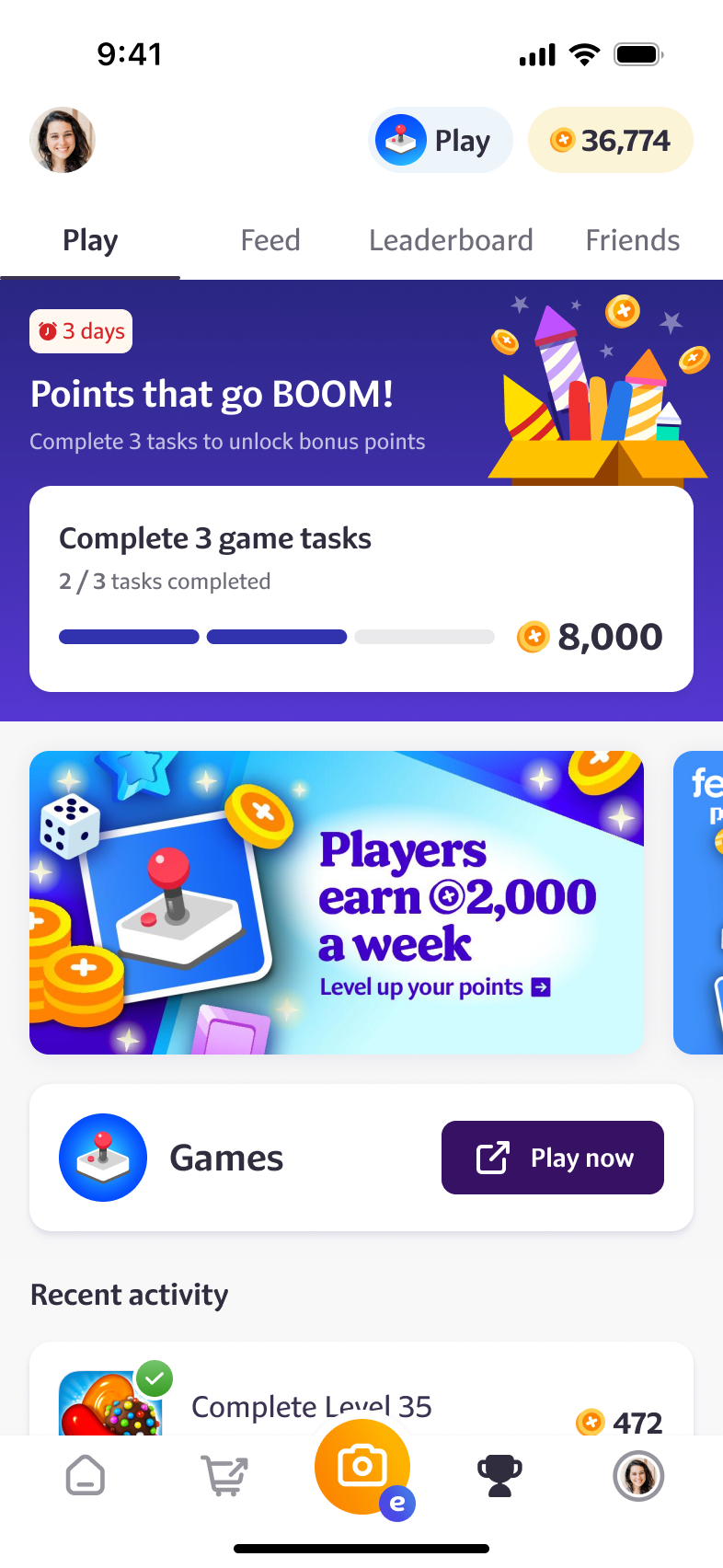 Game achievements on the Play tab in the Fetch app